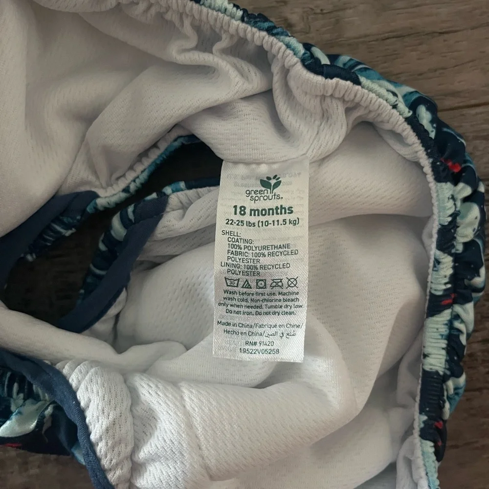 Green Sprouts Swim Diaper Blue Wave Pattern 18 months